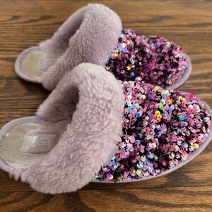 UGG Scruffette II Stellar Pink Sequin Shearling Slide Slippers 8